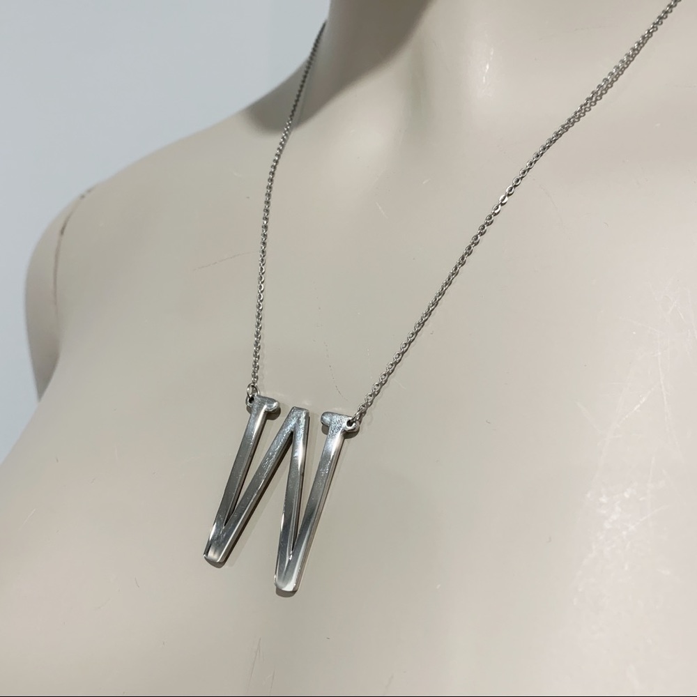 W Silver Initial Necklace